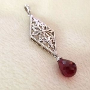 Sterling Silver Rhodolite Garnet Pear Drop Pendant